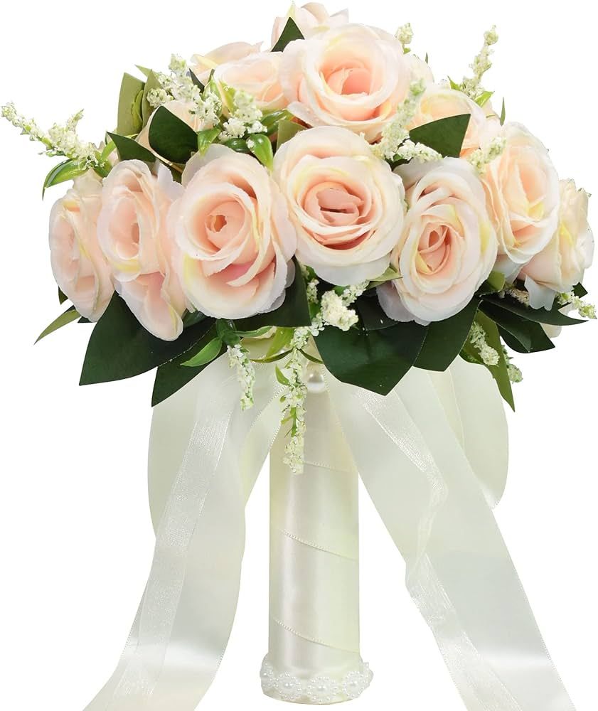 9 inch Wedding Bouquets for Bride Bridesmaid Bridal Bouquet Artificial Rose Tossing Bouquet for W... | Amazon (US)