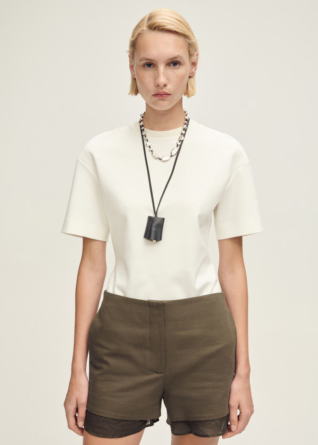 Combined linen-blend shorts - Women | MANGO United Kingdom | MANGO (UK)
