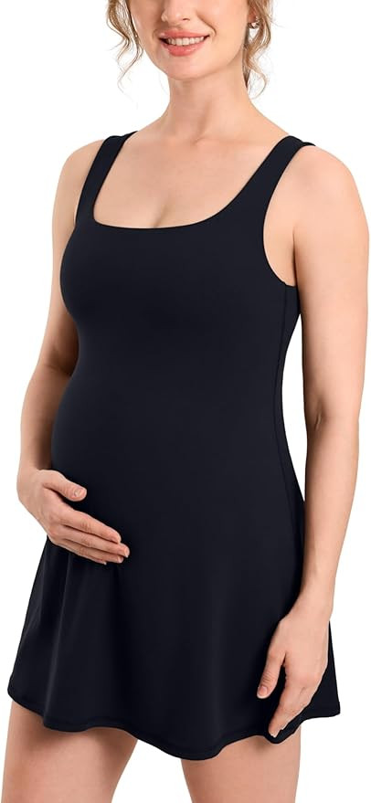 MOMANDA Women Sleeveless Maternity Dress Summer Tank Square Neck Casual Pregnancy Dress | Amazon (US)