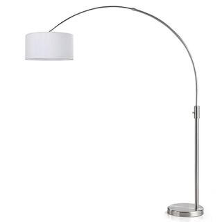 HomeGlam Orbita 82 in. Brushed Nickel Finish Dimmable Retractable Arch Floor Lamp, Bulb Included ... | The Home Depot