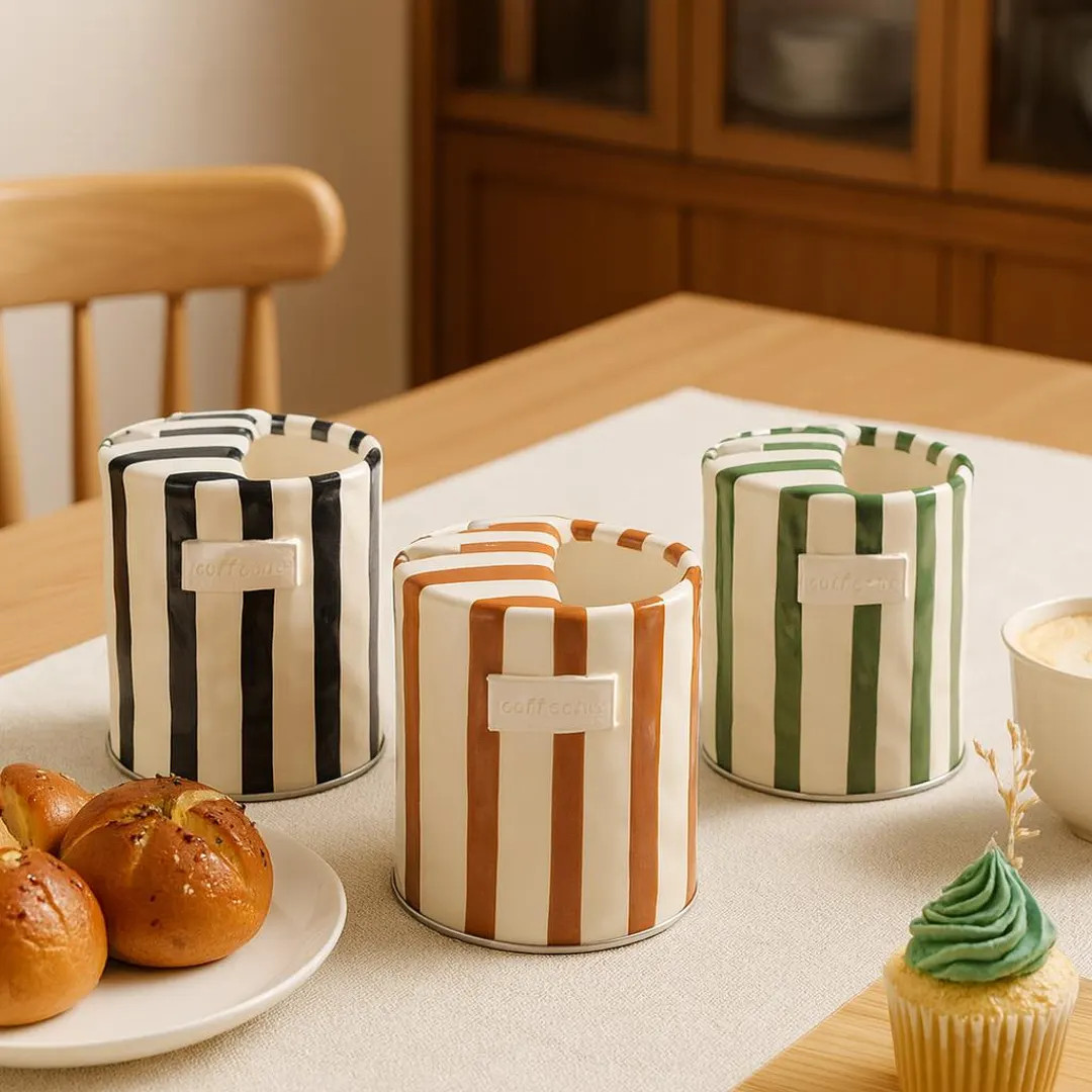 Vintage Hand-painted Striped Ceramic Mug, Unique Retro Coffee Cup for Home Kitchen Decor, Colorfu... | Etsy (US)