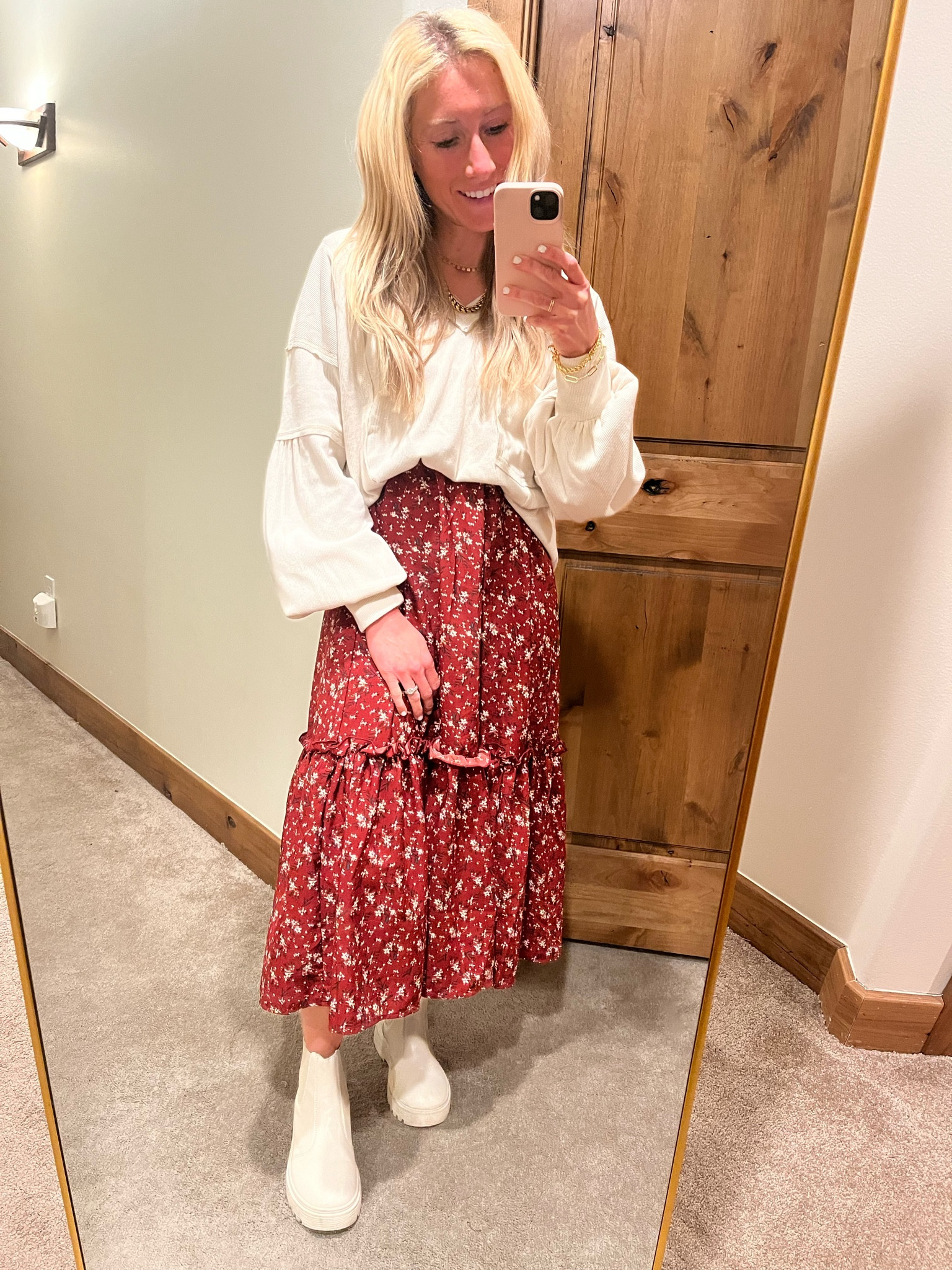 Free people dupe top, paired with skirt and boots ❤️