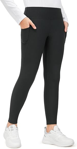 CRZ YOGA Girls Thermal Fleece Lined Athletic Leggings Water Resistant High Waist Warm Winter Kids... | Amazon (US)