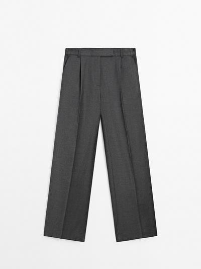 Straight-leg pleated wool trousers co-ord | Massimo Dutti DE