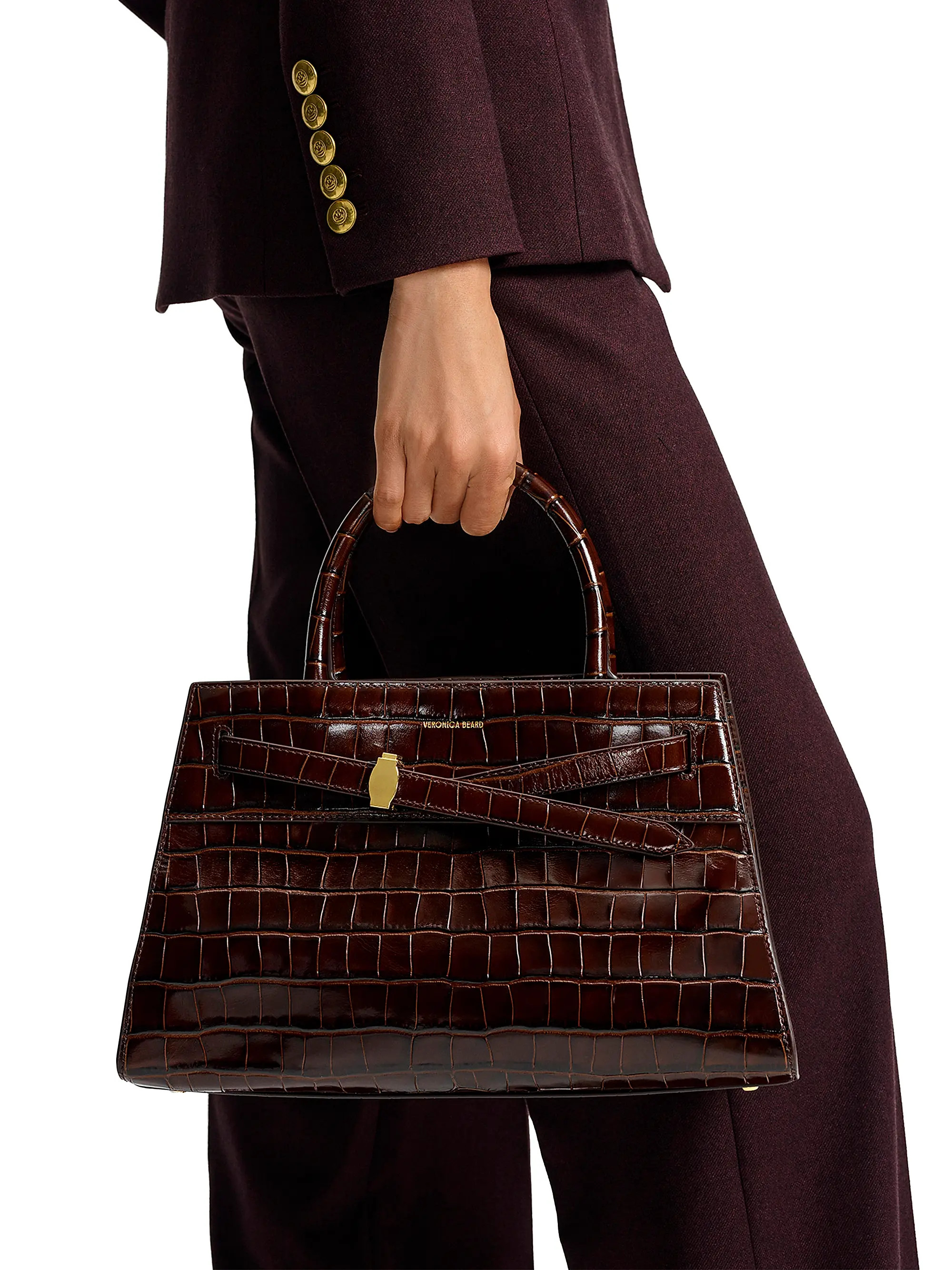 Croc-Embossed Leather Top Handle Bag | Saks Fifth Avenue