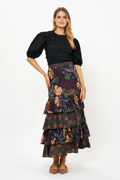 Ruffle Maxi Skirt- Turin Wine | Oliphant Design