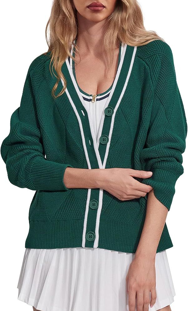 SuperPrity Cardigan Sweaters for Women Fashion 2024 Button Open Front Knit Oversized Cardigans Co... | Amazon (US)