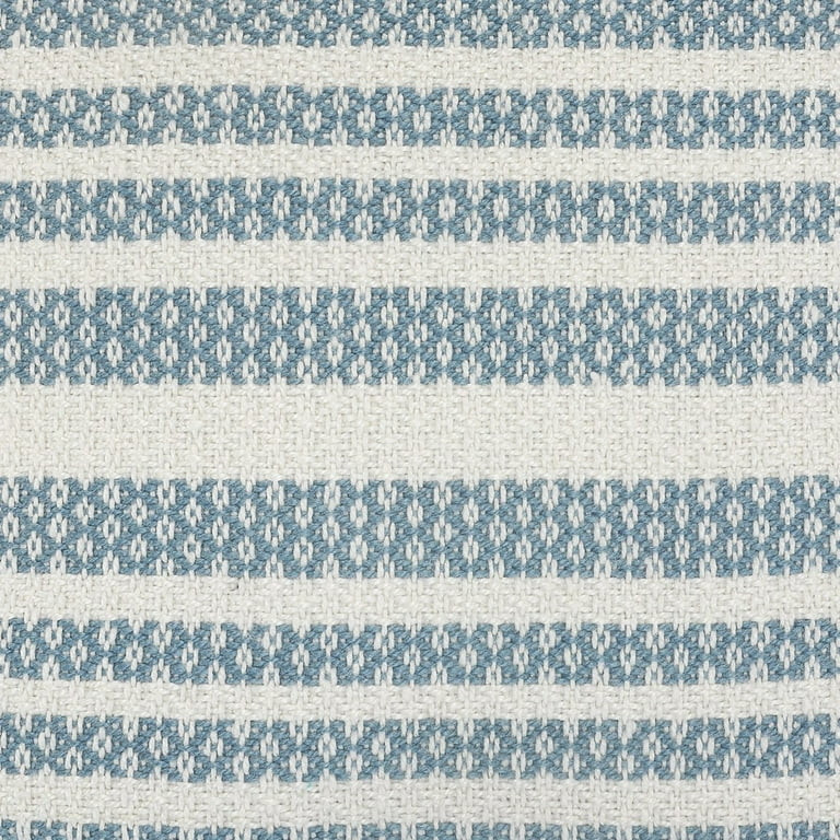 Ox Bay Centered Stripes Woven Fringe Indoor/Outdoor Throw Pillow, 24" Square, Blue / White | Walmart (US)