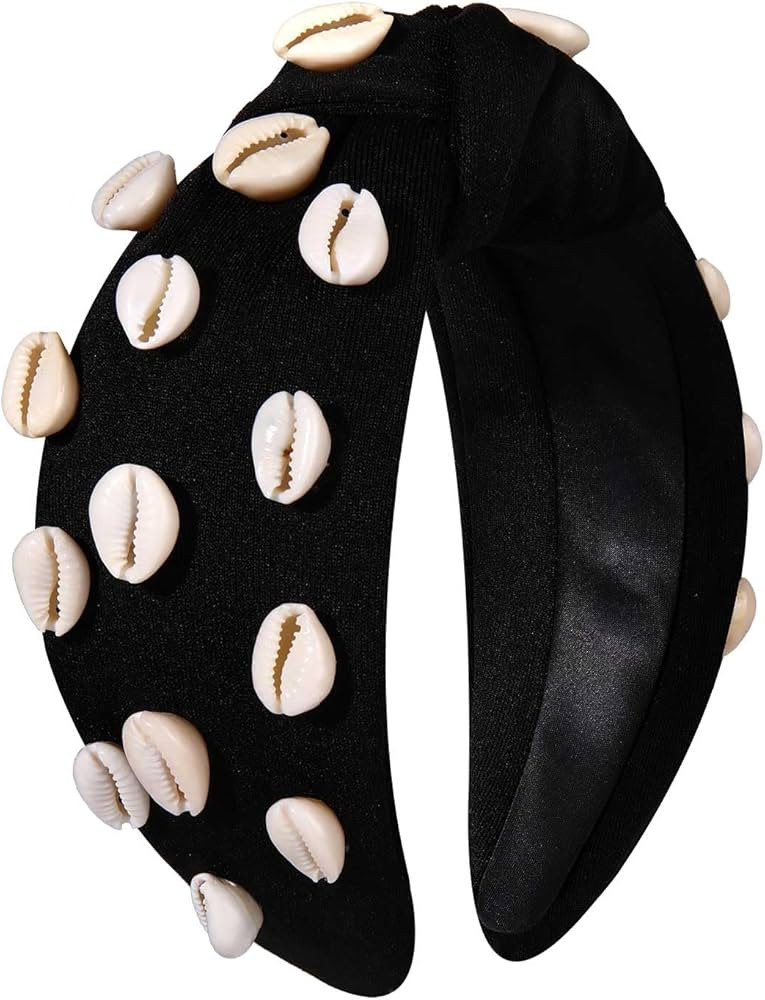 Shell Headband for Women Summer Knotted Headband Statement Wide Top Knot Headband Summer Beach Ou... | Amazon (US)