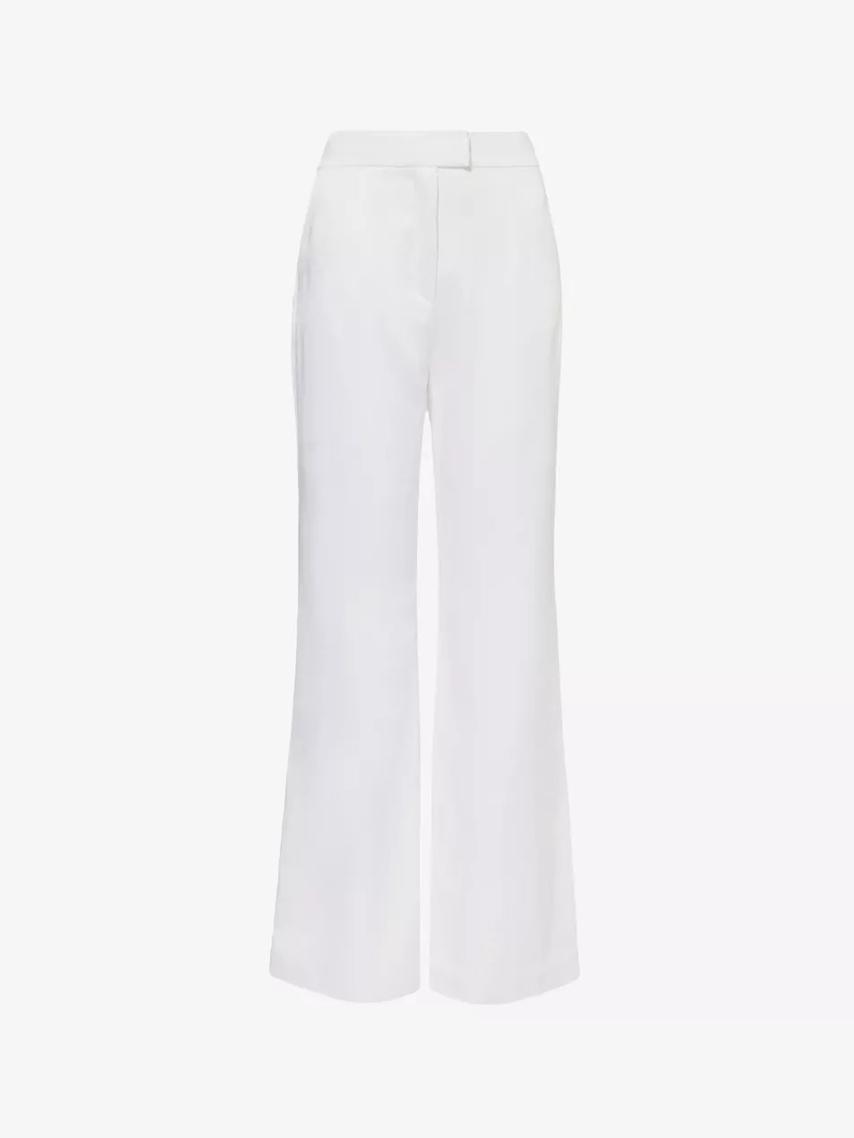 Boyfriend flared high-rise satin trousers | Selfridges