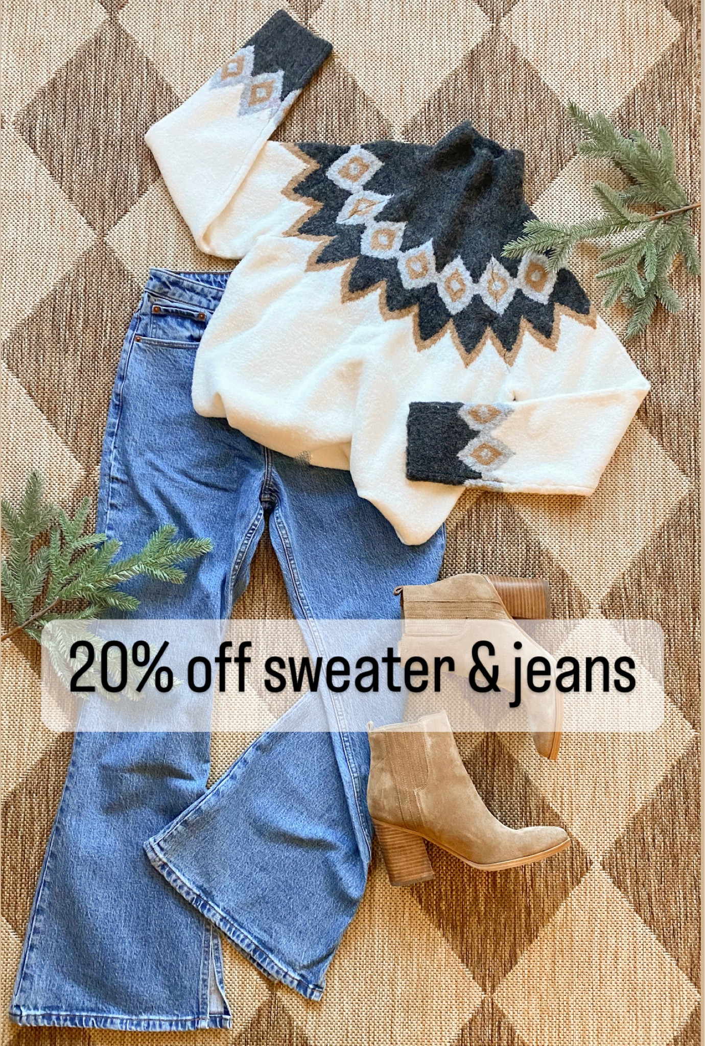 Winter outfits. Flare jeans. Fair isle sweater. Boots. 

#LTKGiftGuide #LTKSeasonal #LTKxAF