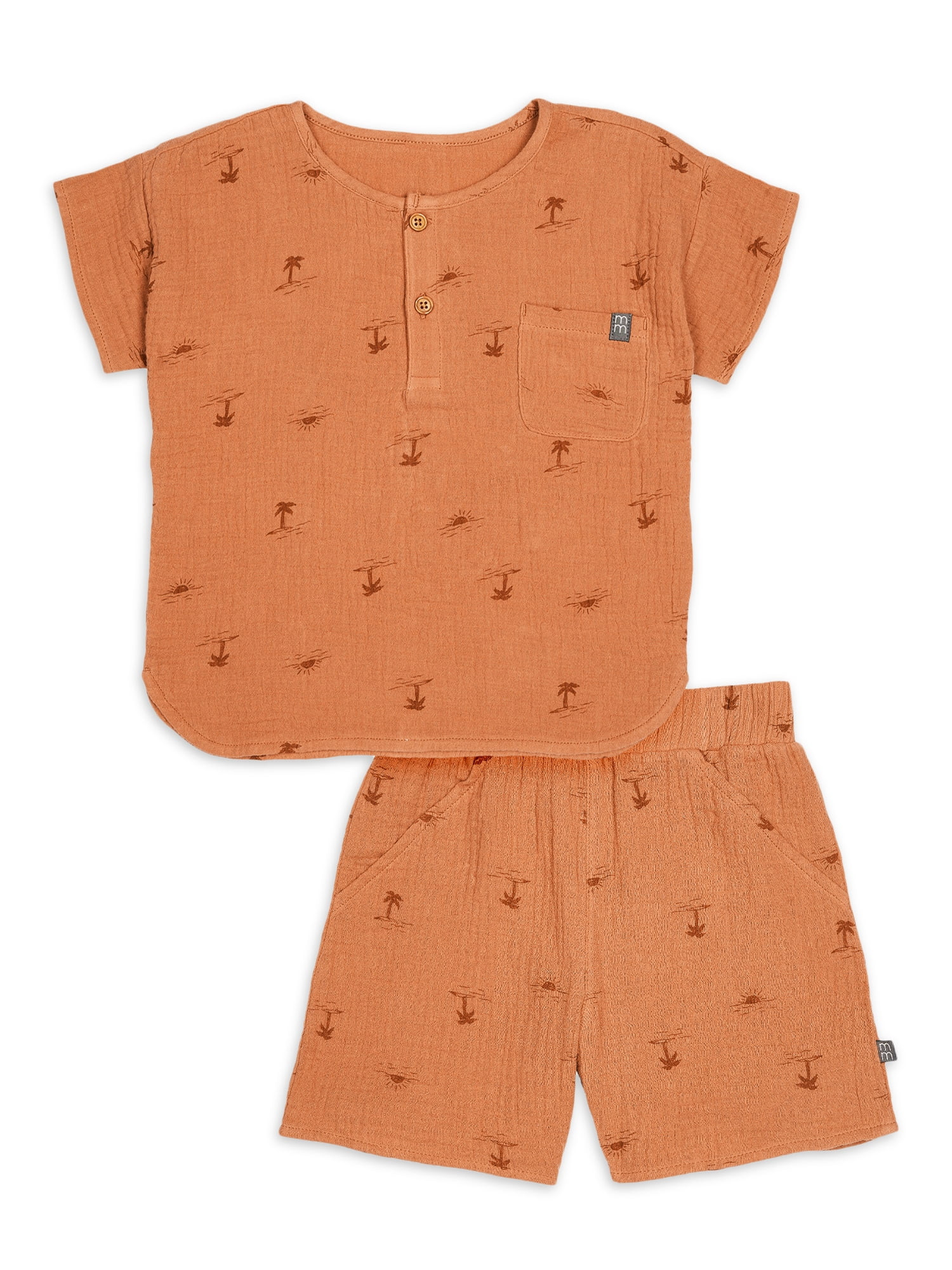 Modern Moments by Gerber Toddler Boy Casual Gauze Henley Tee and Short Set, Sizes 12M-5T | Walmart (US)