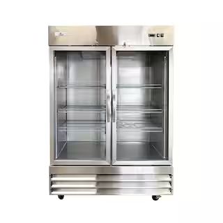 47 cu. ft. 2 Glass Door Refrigerator Display Reach-In Upright Commercial Merchandiser in Stainles... | The Home Depot