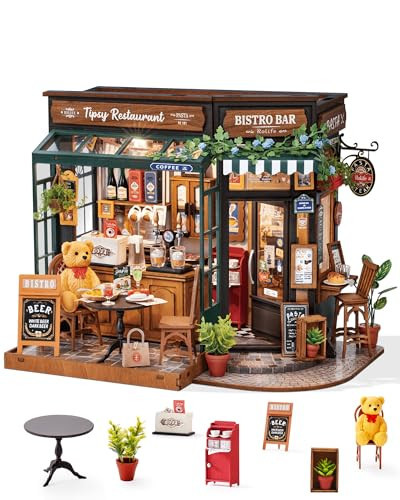 Rolife DIY Miniature House Kit for Adults, Mini Wooden Dollhouse Kit, Bakery Tiny House Diorama Building Kits-Birthday Christmas Craft Hobbies Gift for Teens Kids (Tipsy Restaurant) | Amazon (US)