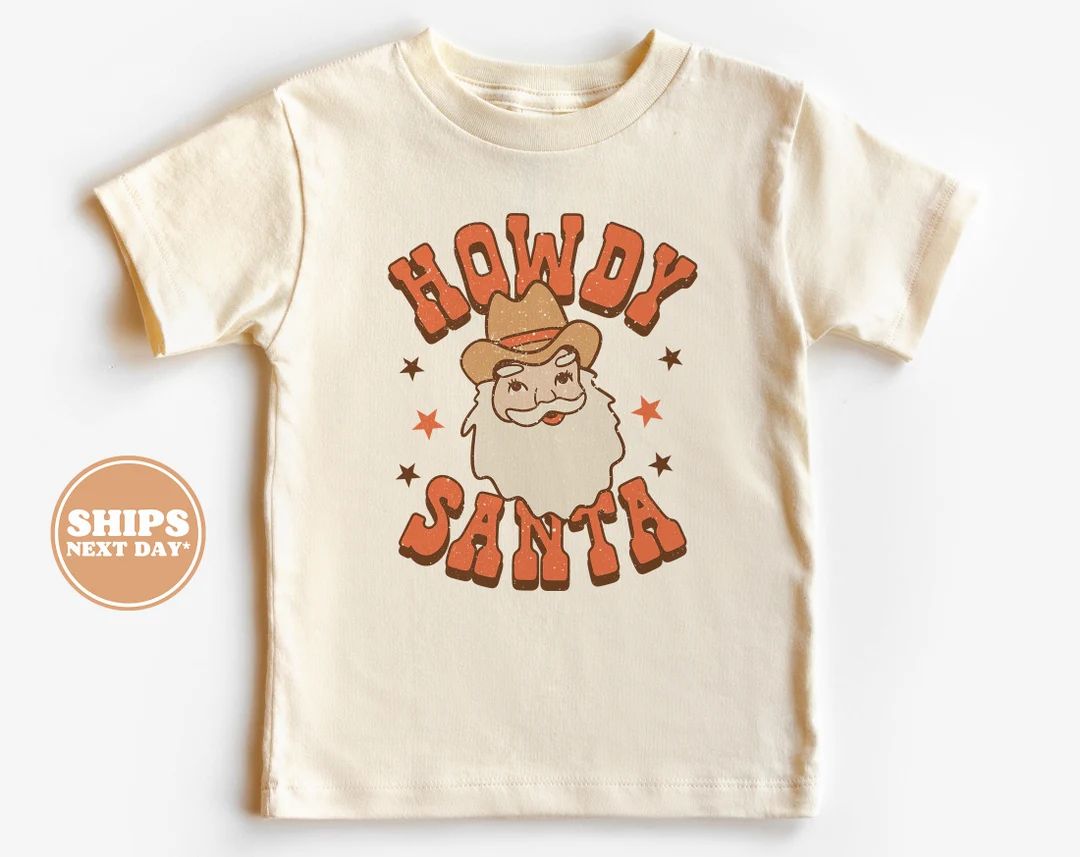 Toddler Christmas Shirt - Howdy Santa Kids Christmas Shirt - Holiday Natural Infant, Toddler & Yo... | Etsy (US)