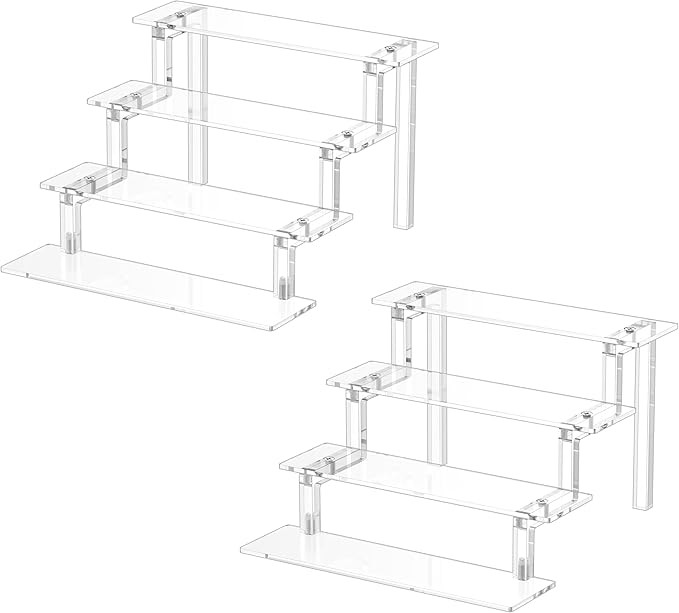 WINKINE Acrylic Display Shelves, Perfume Stand, 4 Tier Figurine Riser Shelf, Cupcake Stand Makeup... | Amazon (US)