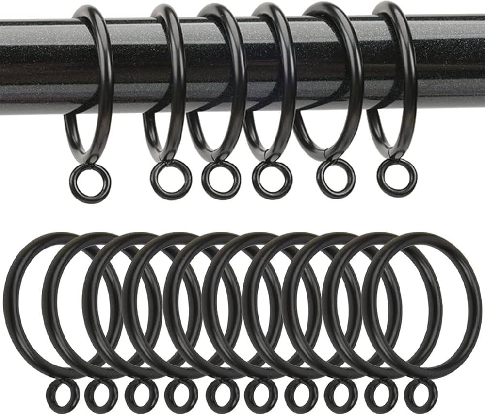 Yinpecly 30 PCS Black Curtain Rings 1.5 Inch Inner Diameter Metal Drapery Curtain Rings Eyelets R... | Amazon (US)