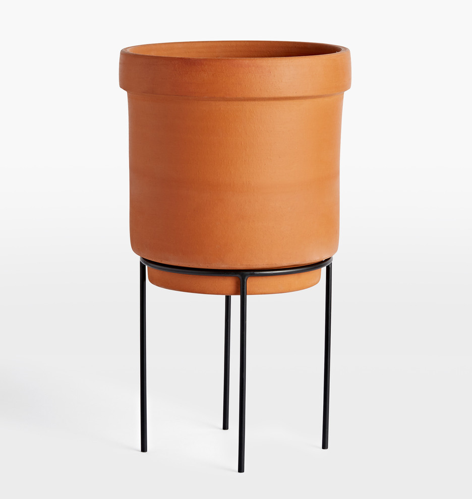 Brice Large with Tall Modern Metal Plant Stand | Rejuvenation