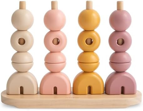 mushie Wooden Multi Shape Stacker | for Kids 3 Years+ | Preschool Educational & Toddler Montessor... | Amazon (US)