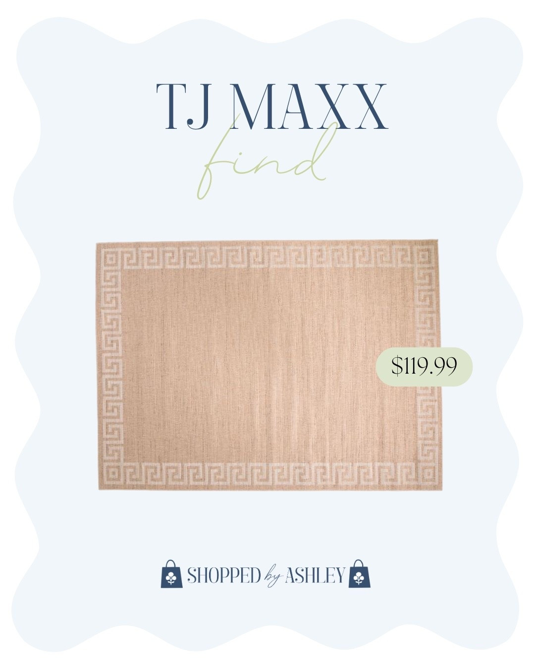New indoor/ outdoor Erin Gates rug just added online! 

Erin gates rug, designer look for less, patio rug, Greek key rug, TJ Maxx find, TJ Maxx rug