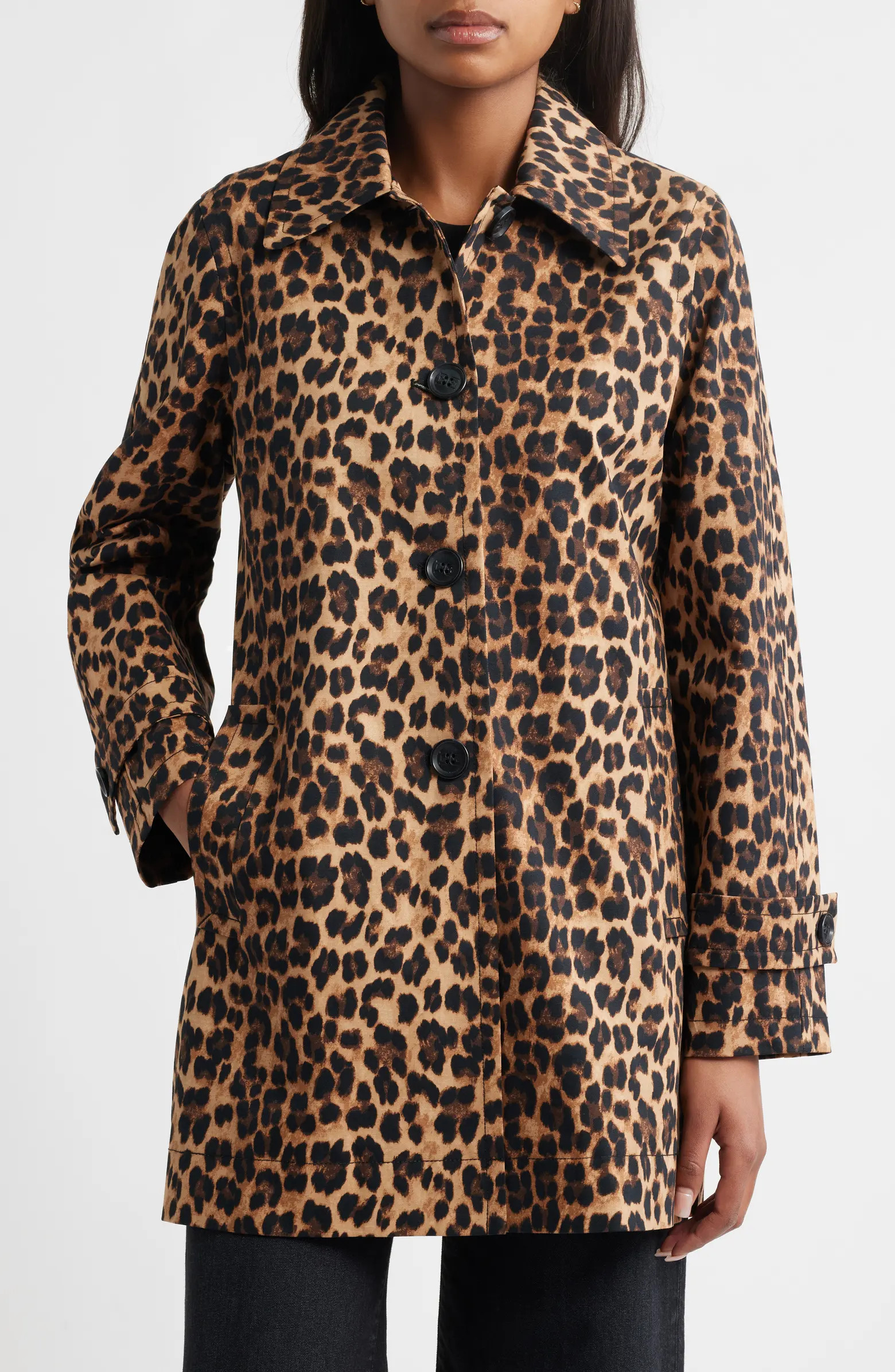 Leopard Print Water Repellent Rain Jacket | Nordstrom