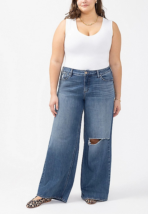Plus Size Silver Jeans Co.® Suki Curvy Mid Rise Luxe Stretch Wide Leg Jean | Maurices