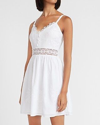Lace Pieced Mini Dress White Women's S | Express