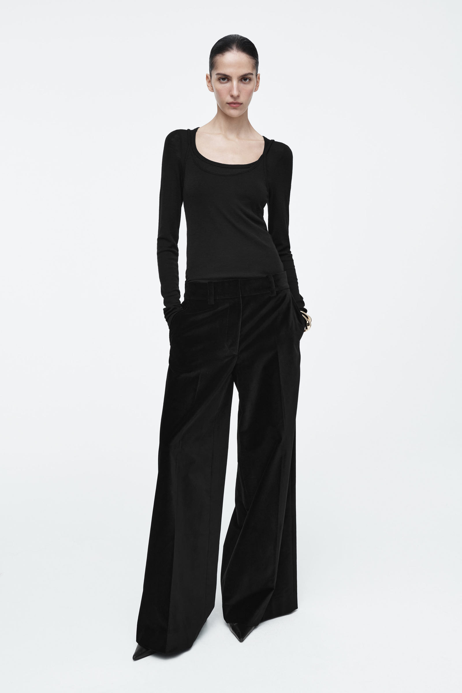 릴랙스드 벨벳 와이드 레그 트라우저 | COS (Korea)