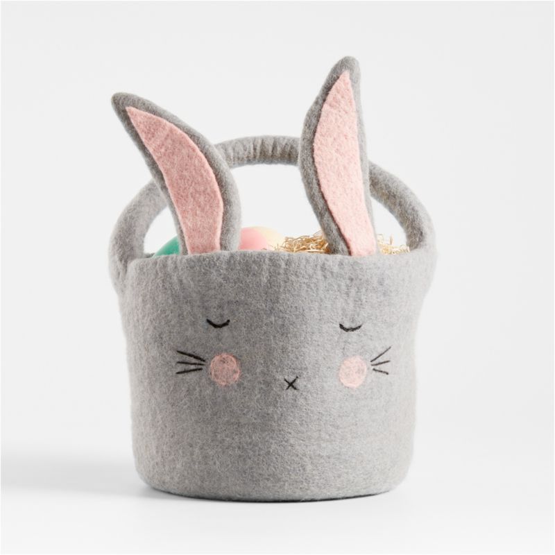 Felt Grey Bunny Easter Basket | Crate & Kids | Crate & Barrel