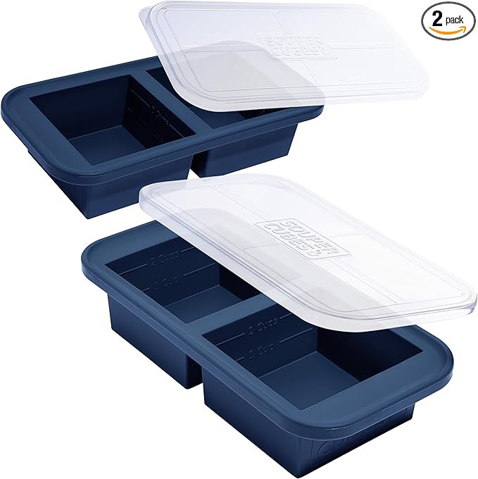 Souper Cubes 2 Cup Silicone Freezer Molds with Lids – Soup Cubes for Freezing Lasagna, Leftover... | Amazon (US)