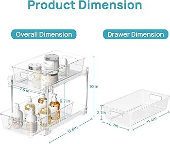 Vtopmart 4 Pack Bathroom Organizer, 2 Tier Clear Under Sink Organizers Vanity Countertop Storage ... | Amazon (US)