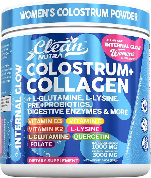 Bovine Colostrum Powder + Collagen Peptides with L-Glutamine L-Lysine Prebiotics Probiotics Diges... | Amazon (US)