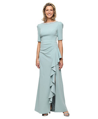 Alex Evenings Women's Embellished-Neck Ruffle Gown - Macy's | Macy's