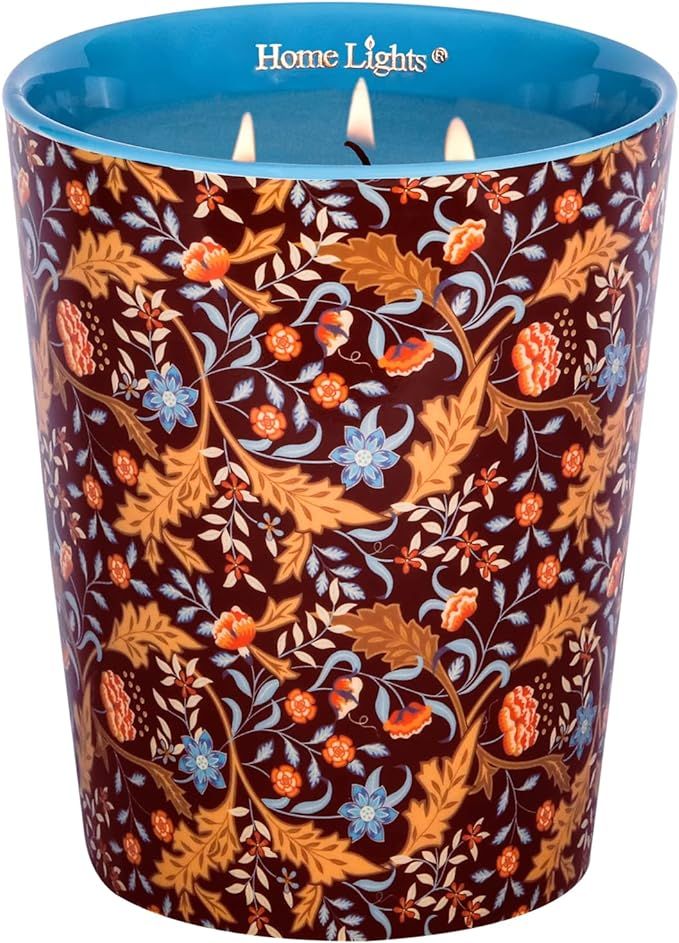 HomeLights Scented Candle Large Ceramic Jar Candle 32oz - Beautiful Designs with 3 Cotton Wicks, ... | Amazon (US)