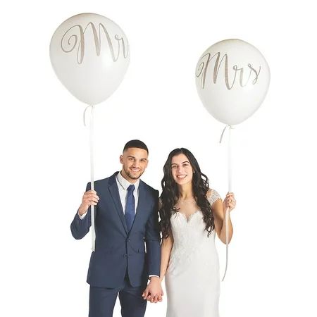Mr & Mrs Jumbo Latex Balloons 2Pc - Party Decor - 2 Pieces | Walmart (US)