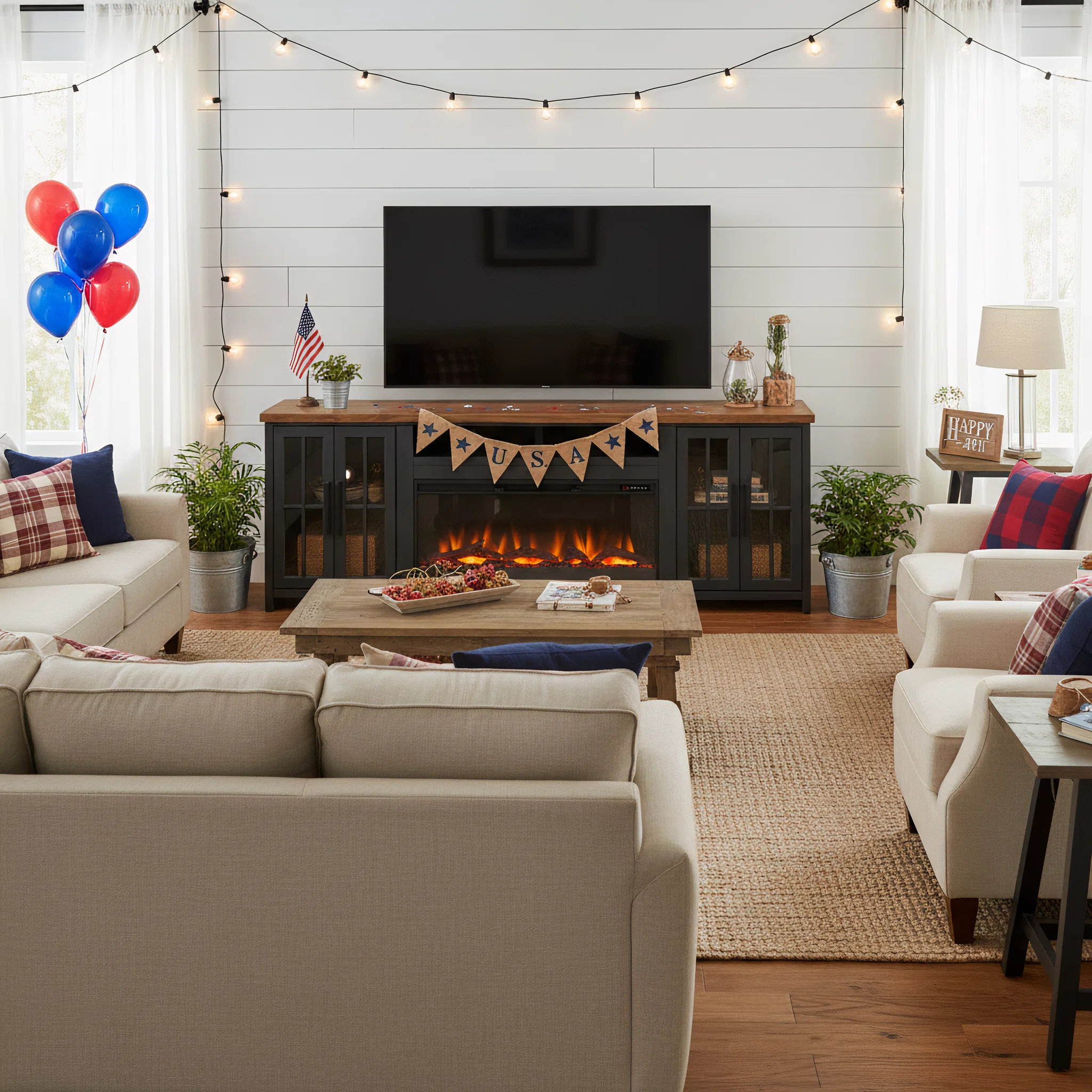 Brixham 97 inch Solid Wood Fireplace TV Stand Console for TVs up to 100 inches, Two-Tone Finish | Wayfair North America