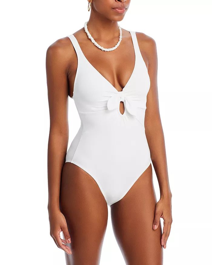 Ava Plunge Neck Tie-Front One Piece Swimsuit | Bloomingdale's (US)