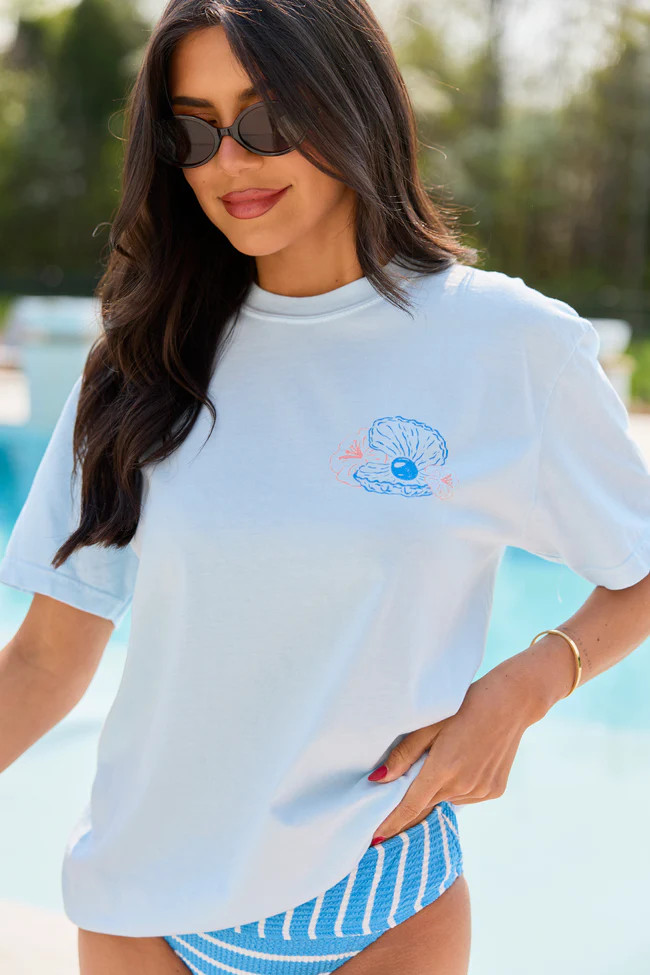 Apres Sea Light Blue Graphic Tee | Pink Lily
