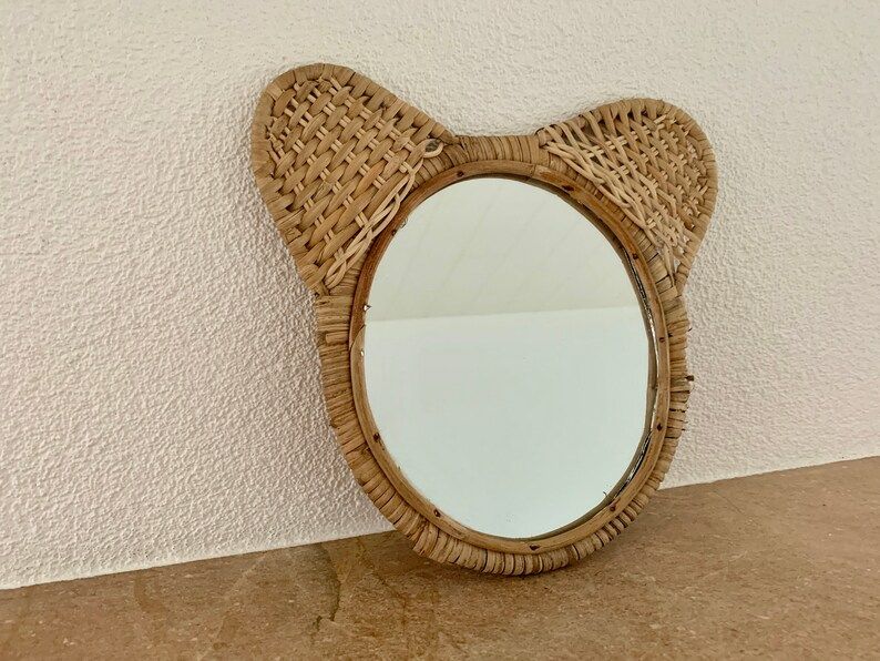 Rattan mirror bear ears / animal figure wicker mirror | Etsy | Etsy (AU)