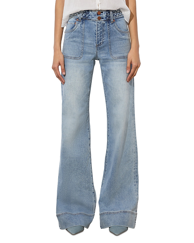 Alice and Olivia Juno High Rise Braided Waistband Jeans in Anabell Blue | Bloomingdale's (US)