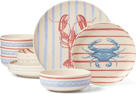 Oneida Dinnerware Sets, 24 Seven Melamine, Wharfside 12-Piece Dinnerware Set, Service For 4, Mela... | Amazon (US)