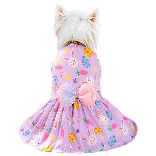 Habbiful Pet Dog Easter Outfit, Egg Bunny Carrot Purple Dog Dress Spring Summer Pet Doggie Apparel for Dogs Cats Gifts, L | Amazon (US)