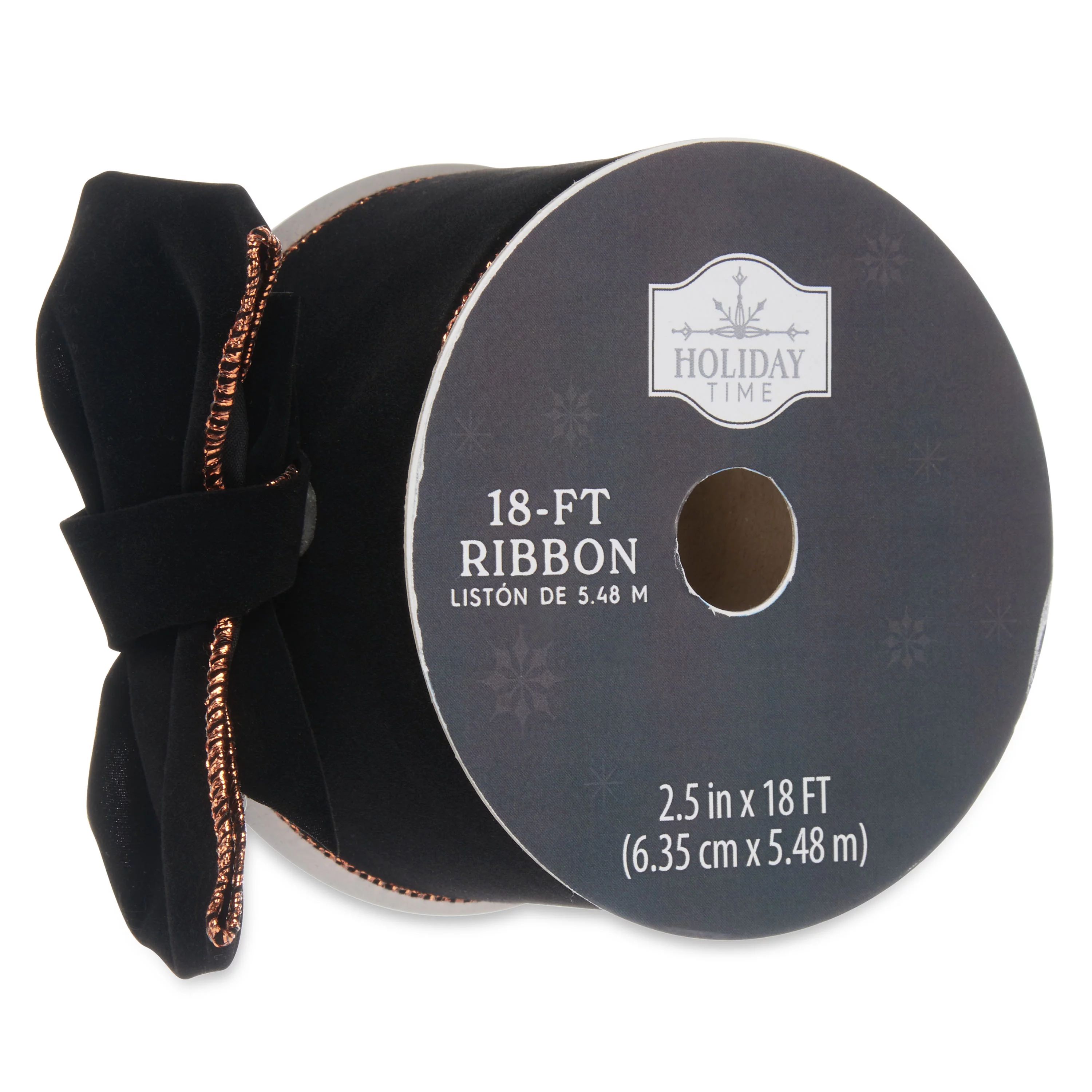Holiday Time Black with Copper Edge Ribbon, 18' | Walmart (US)