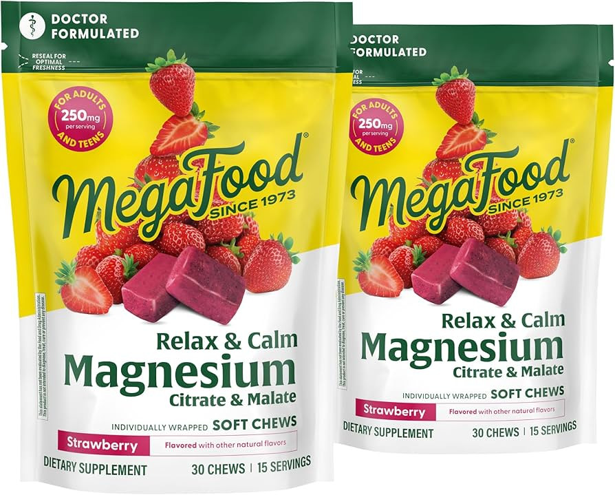 MegaFood Relax + Calm Magnesium Supplement - Soft Chews with Magnesium Citrate & Magnesium Malate... | Amazon (US)