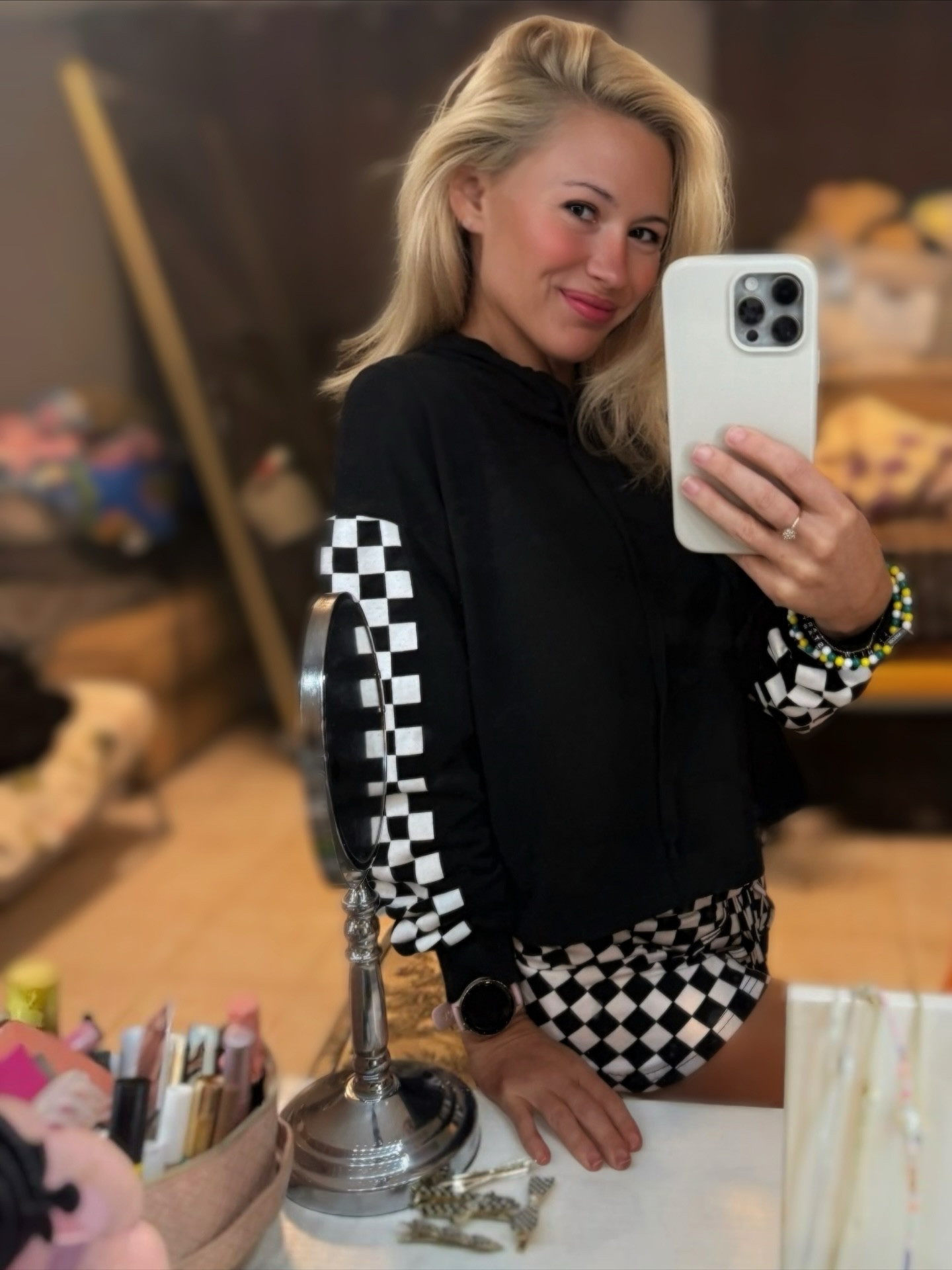 Checkered flag outfit idea.  Race day outfit. 
#checkered #racedayfit #amazonfashion #amazonbeauty #nascar #racemom #racelife

#LTKActive #LTKPetite #LTKootd