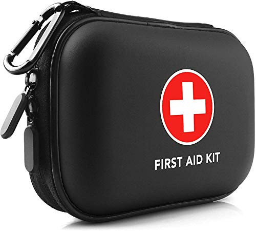 Mini First Aid Kit, 100 Pieces Water-Resistant Hard Shell Small Case - Perfect for Travel, Outdoor, Home, Office, Camping, Hiking, Car (Black) | Amazon (US)