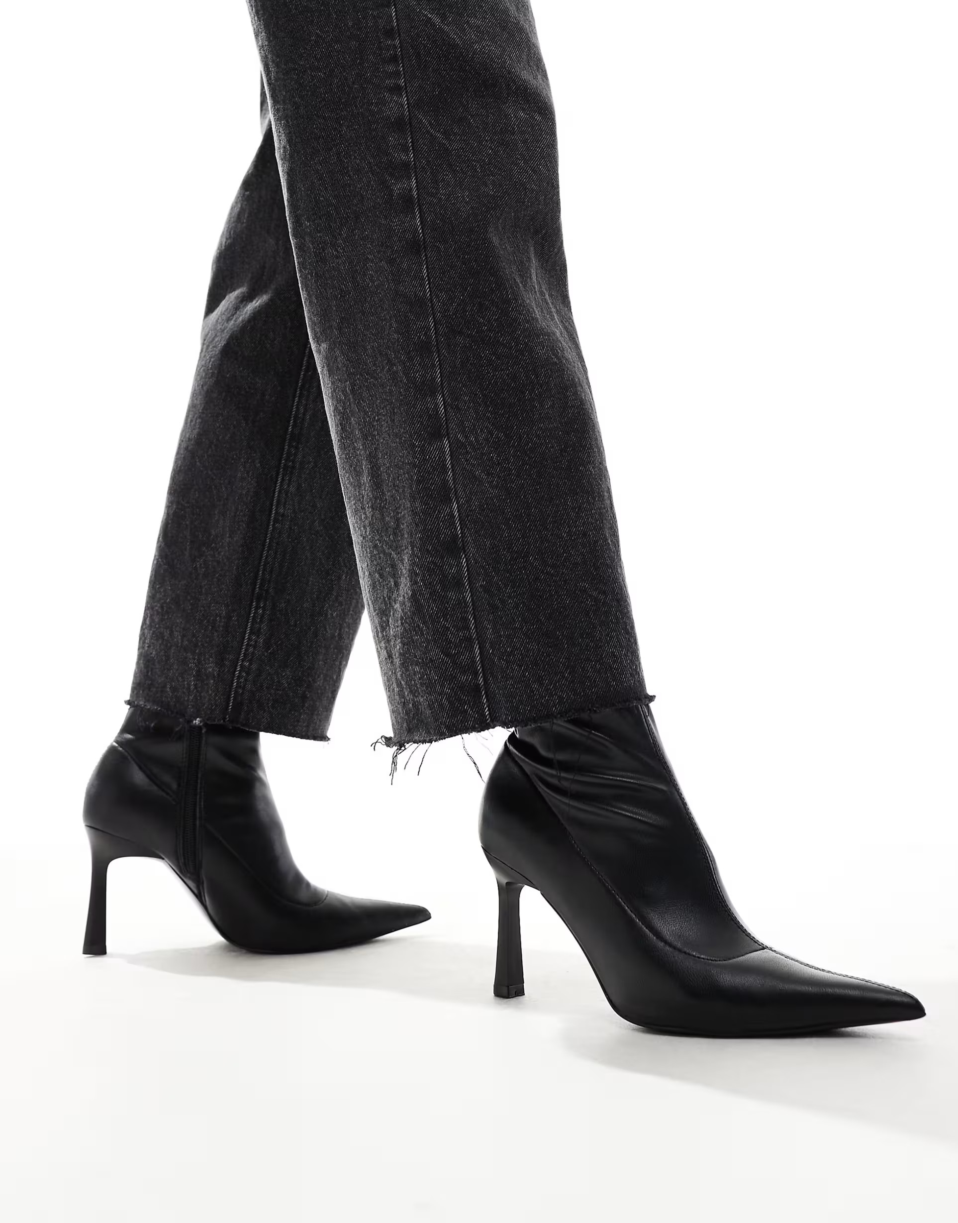 Stradivarius heeled ankle boot in shiny black | ASOS (Global)