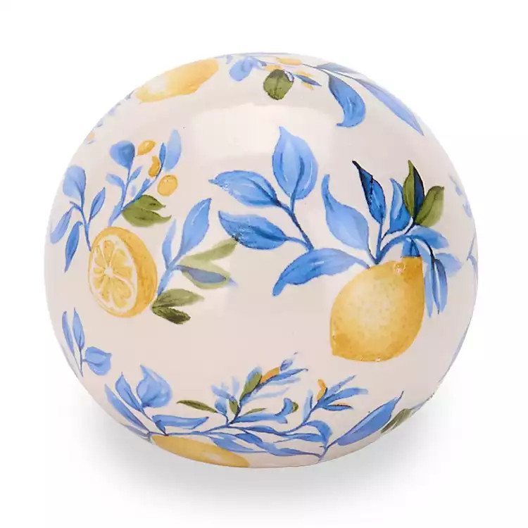 New! Lemon Print Ceramic Orb | Kirklands