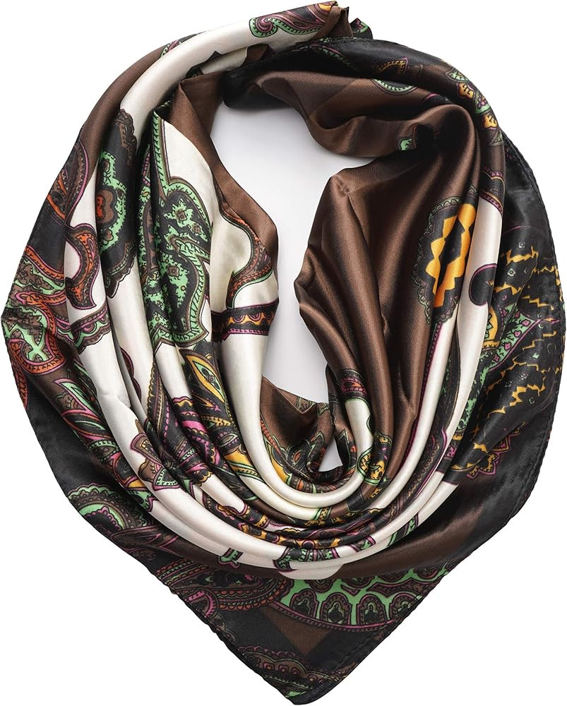YOUR SMILE Silk Like Head Scarf Top For Women's Fashion Pattern Large Square Satin Headscarf Wrap... | Amazon (US)