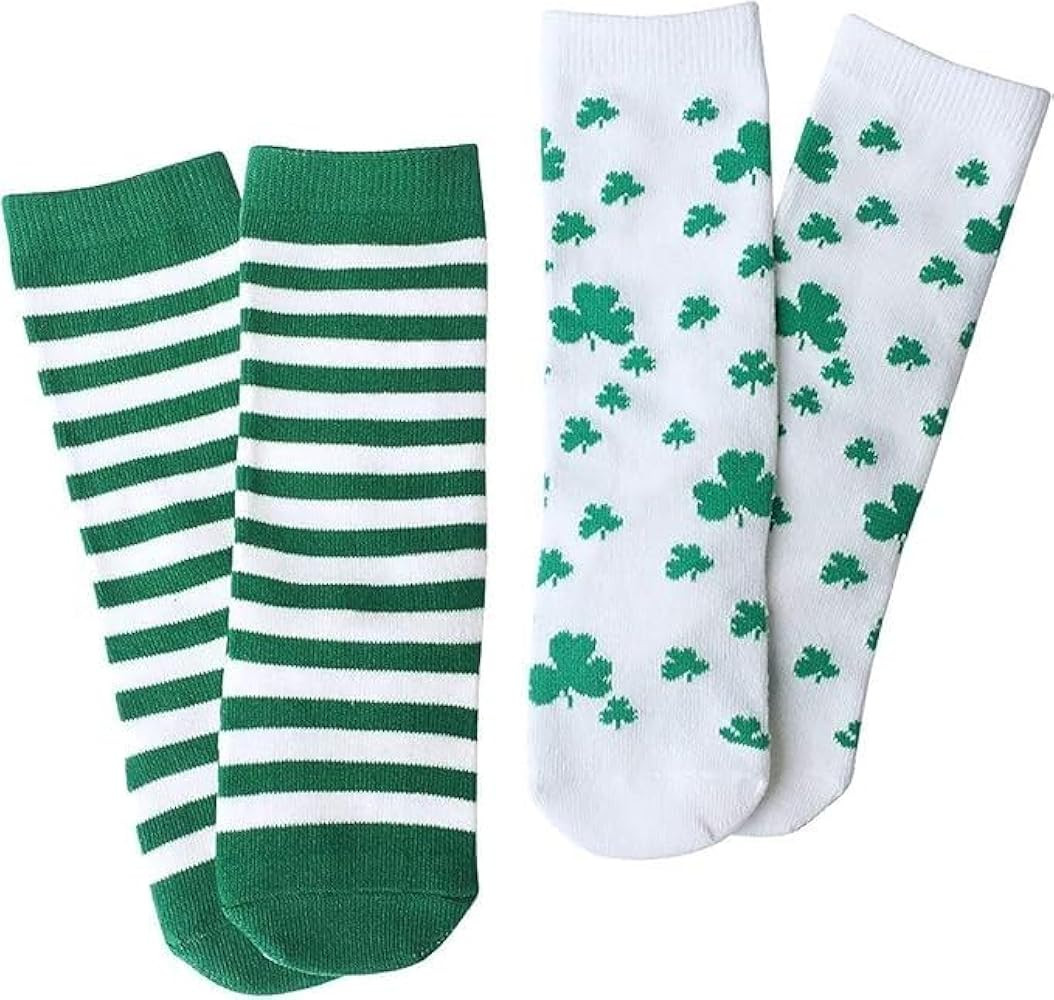 2 Pairs St. Patricks Day Socks for Kids, Knee High Shamrock Socks for Irish Party St Patrick's Da... | Amazon (US)